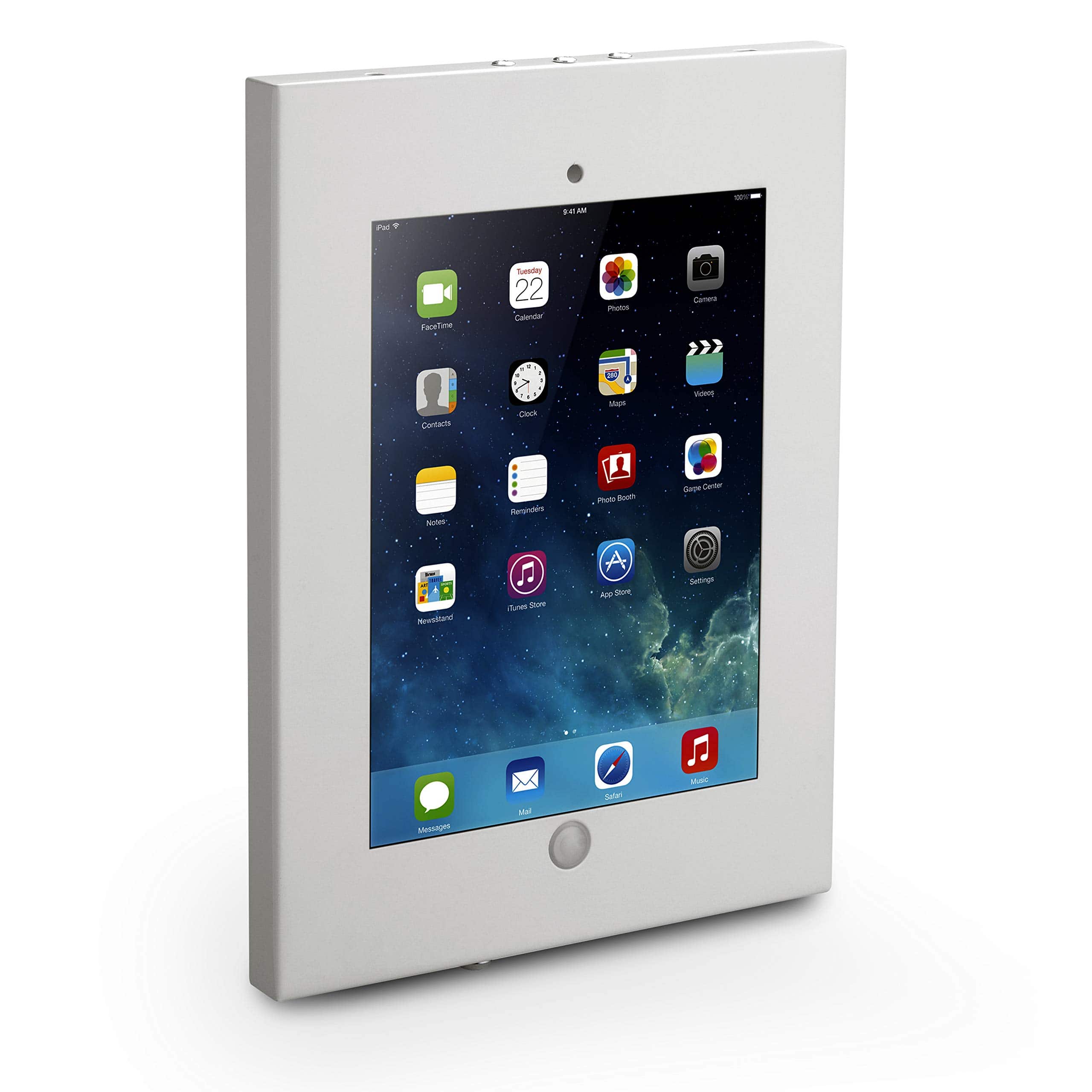 Pyle - Security Anti-Theft iPad Wall Mount – Lock & Key Holder for iPad Display (iPad 2/Air) - White