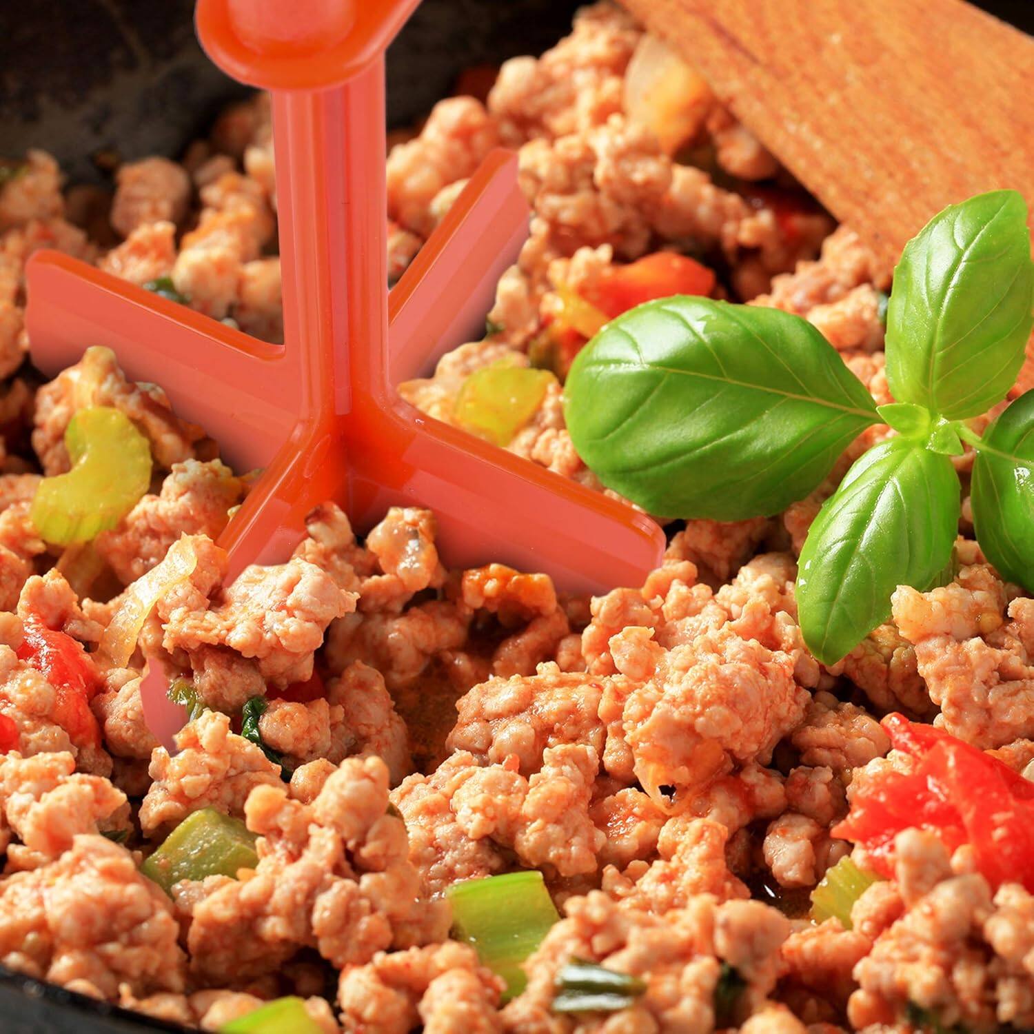 Alt View 3. Zulay Kitchen - Zulay Kitchen Ground Beef Chopper Tool Hamburger Smasher Tool - Meat Chopper For Ground Beef - Red.