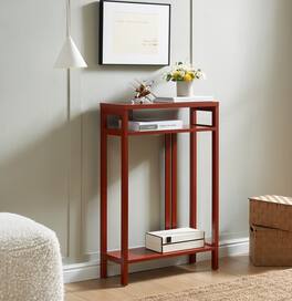 Kings Brand Furniture - Bisbee Wood Console Table with 2 Open Storage Shelves - Red