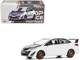Toyota GR Vios Hood 1/64 Diecast Model Car by Pop Race - White with Carbon
