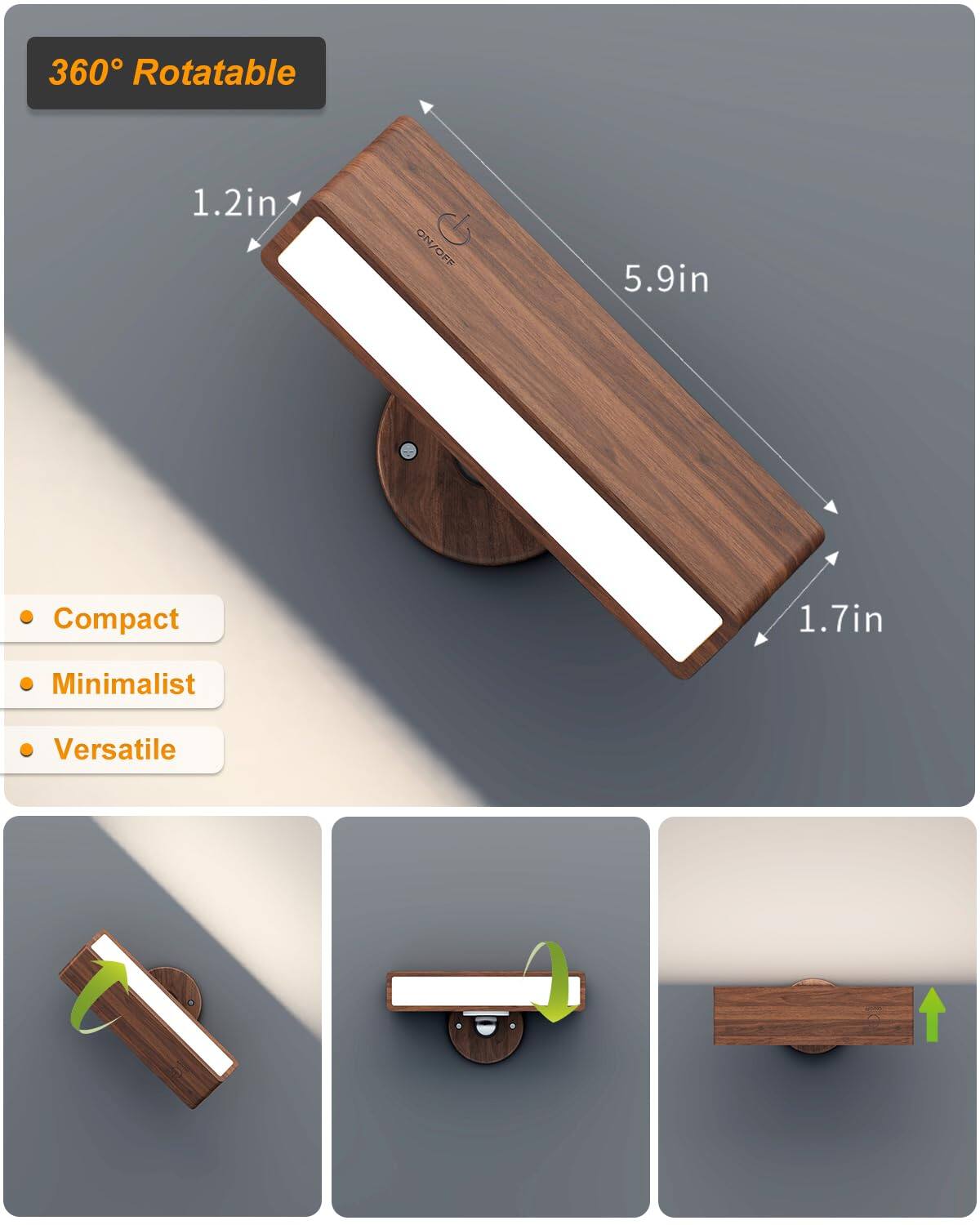 360° Rotatable

1.2in

5.9in

1.7in

- Compact
- Minimalist
- Versatile