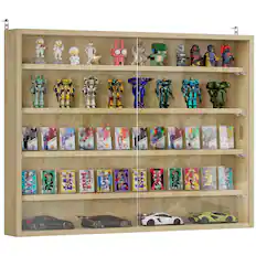 Front. Homcom - 5-Tier Display Cabinet - Oak.