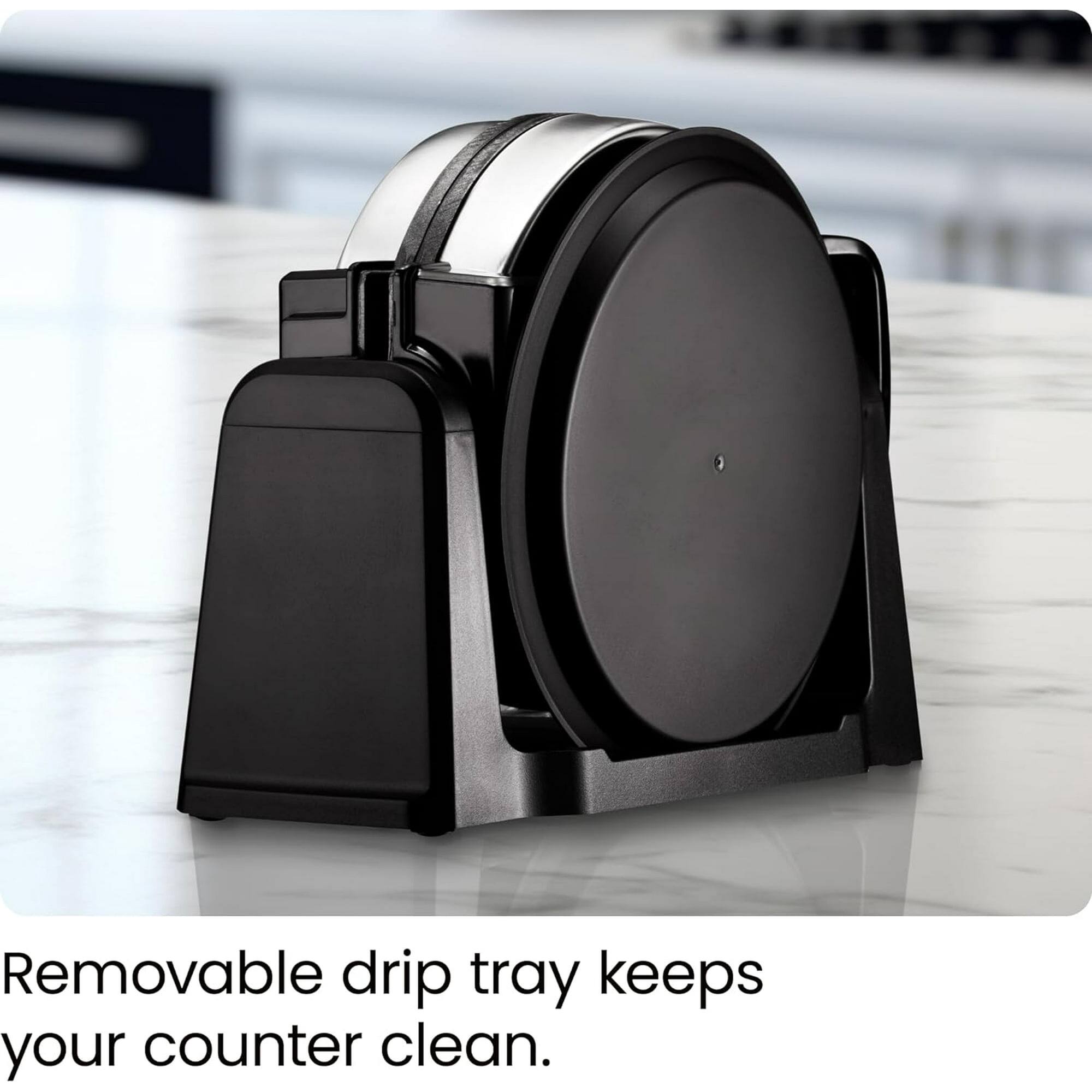 Removable drip tray keeps your counter clean.