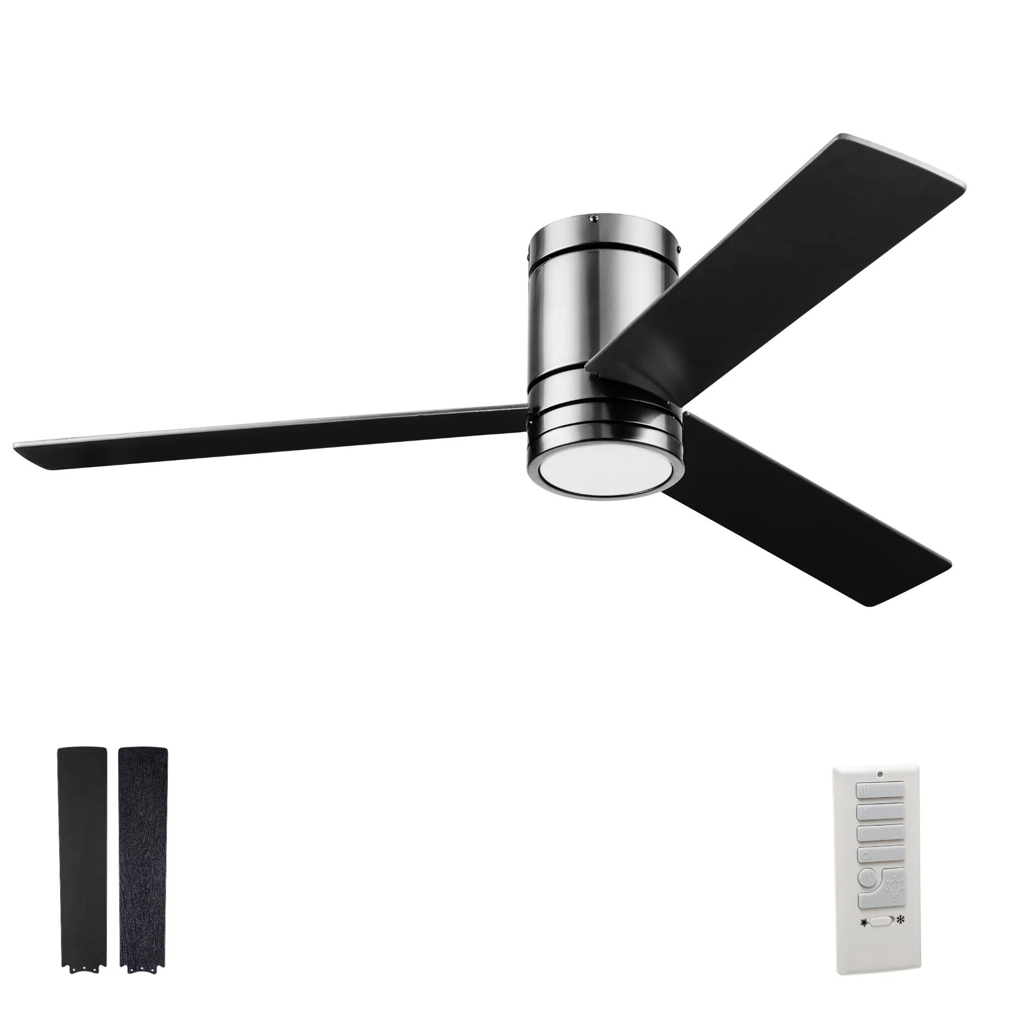 Front. Prominence Home - Prominence Home 52" Ceiling Fan, LED Light, Remote, Flush Mount, Espy, Gun Metal - Gun Metal.