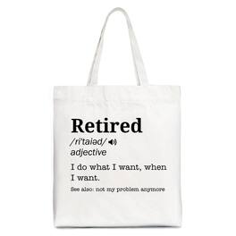 OrnamentallyYou - Retired Definition Canvas Tote Bag, Funny Retirement Gift Shopper for New Retirees and Unbothered Legends - White