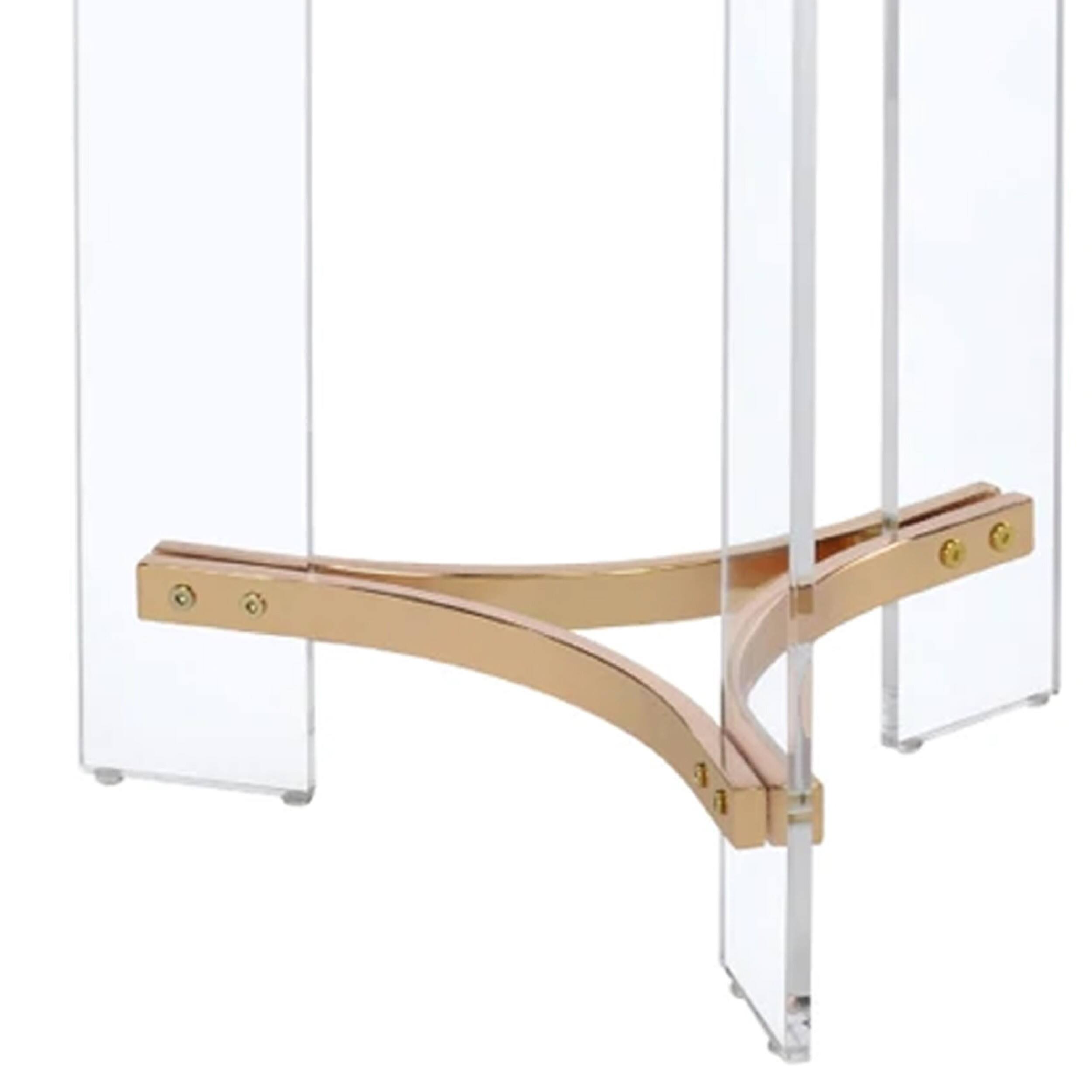 Alt View 3. Manhattan Lane - Hale 23 Inch Round End Table, Glass Top, Acrylic Legs - Clear.