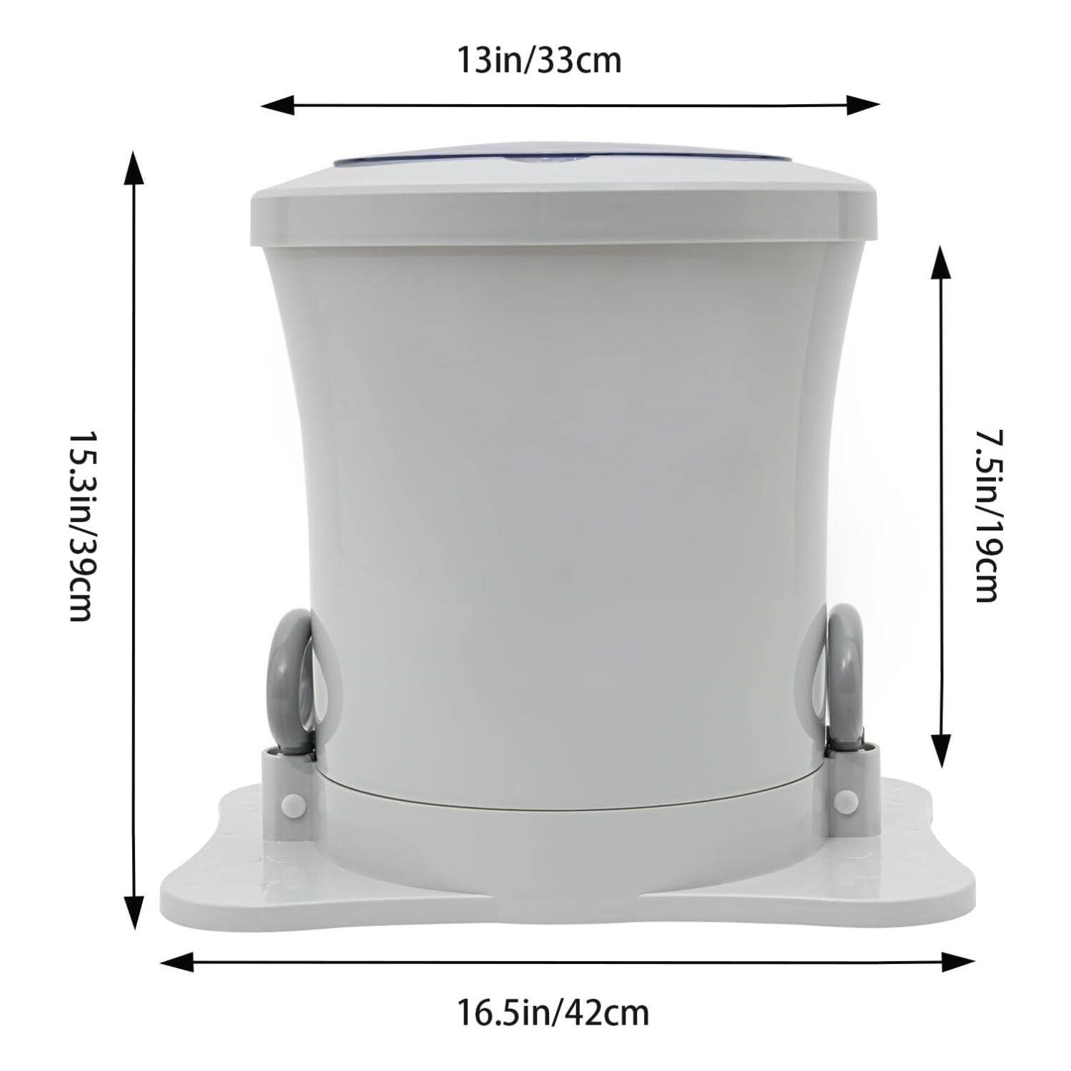 13in/33cm  
15.3in/39cm  
7.5in/19cm  
16.5in/42cm