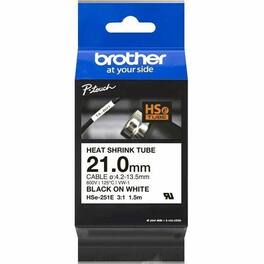 Brother - HSe-251E Heat Shrink Tube Tape Cassette - Black on White, 21.0mm wide - x 45/64" Width x 59 1/16" Length - Tape