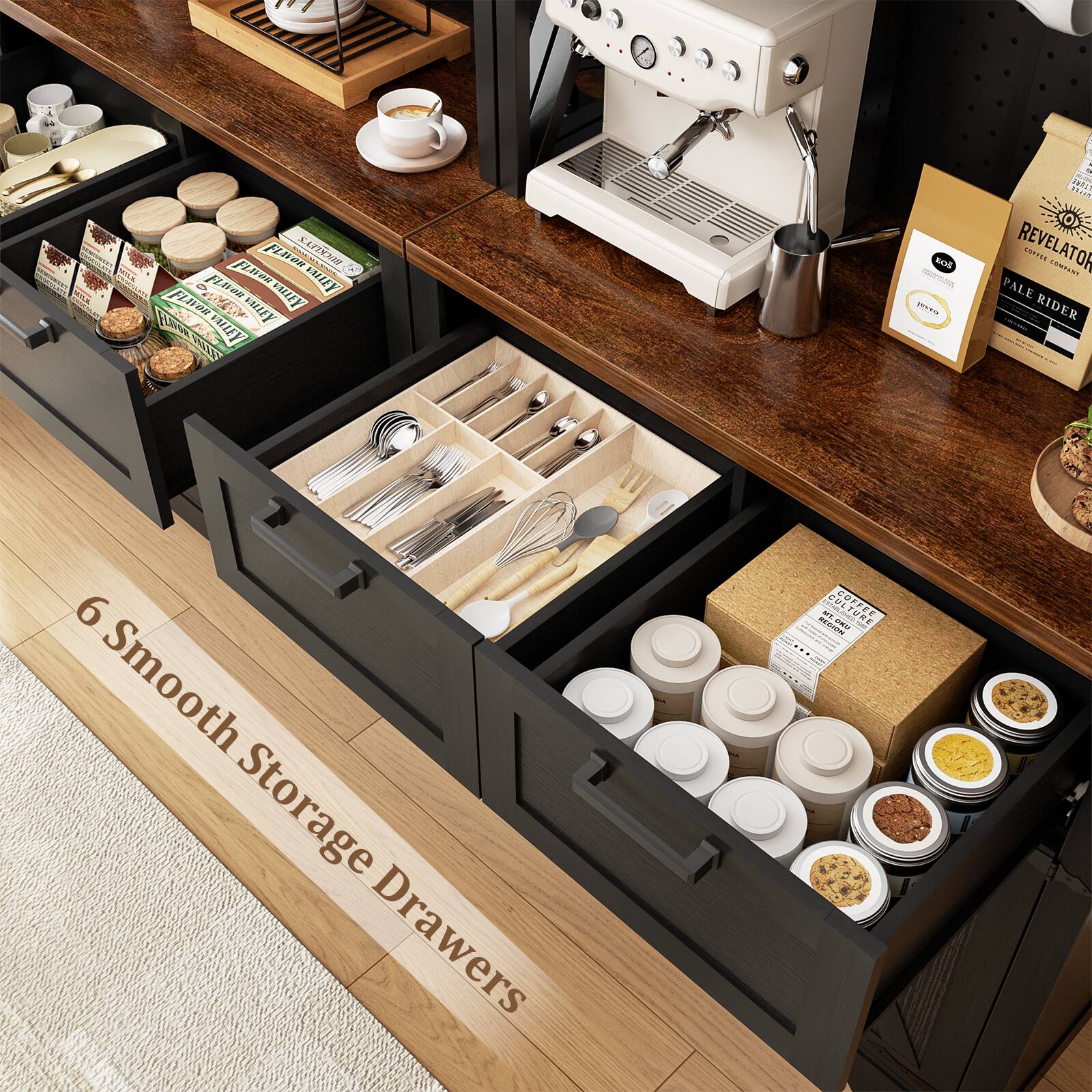 6 Smooth Storage Drawers