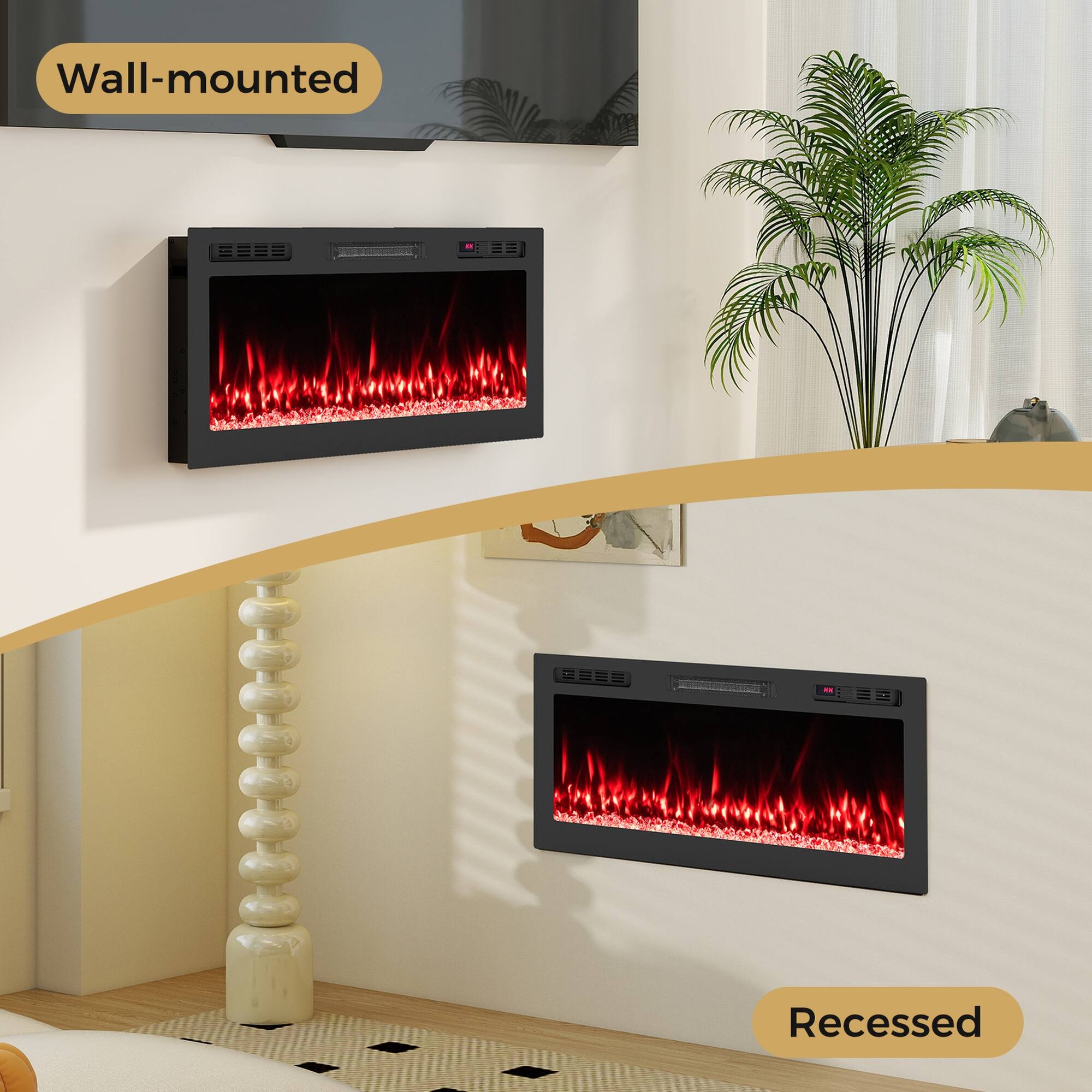 Wall-mounted

Recessed