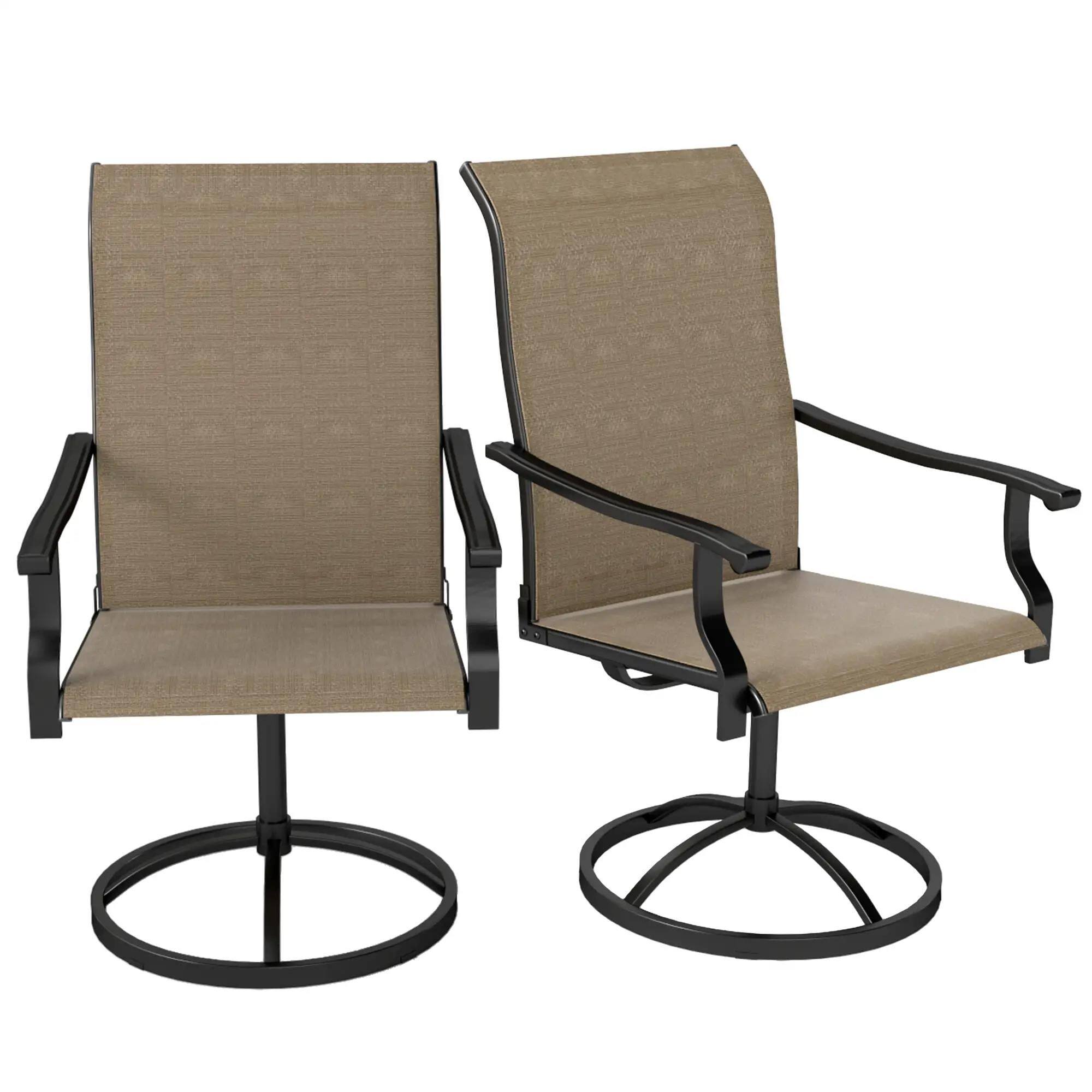 Alt View 7. Resenkos - Resenkos Swivel Patio Chairs Set of 2, Weatherproof Mesh High-Back Dining Seats, Outdoor, Garden, Yard, Durable,Brown - Brown.