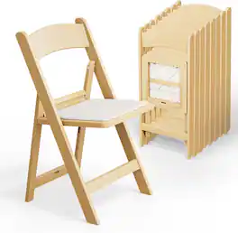 Winado - 8PCS Plastic Foldable Resin Chair Portable with Cushion Padded Seats for Indoor Outdoor Event Commercial Party Wedding - Natural