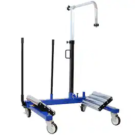 Ropilly - Heavy Duty Dual Wheel Dolly with Hydraulic Lift and Swivel Casters for Truck Tractor Tire Handling - Black+Blue