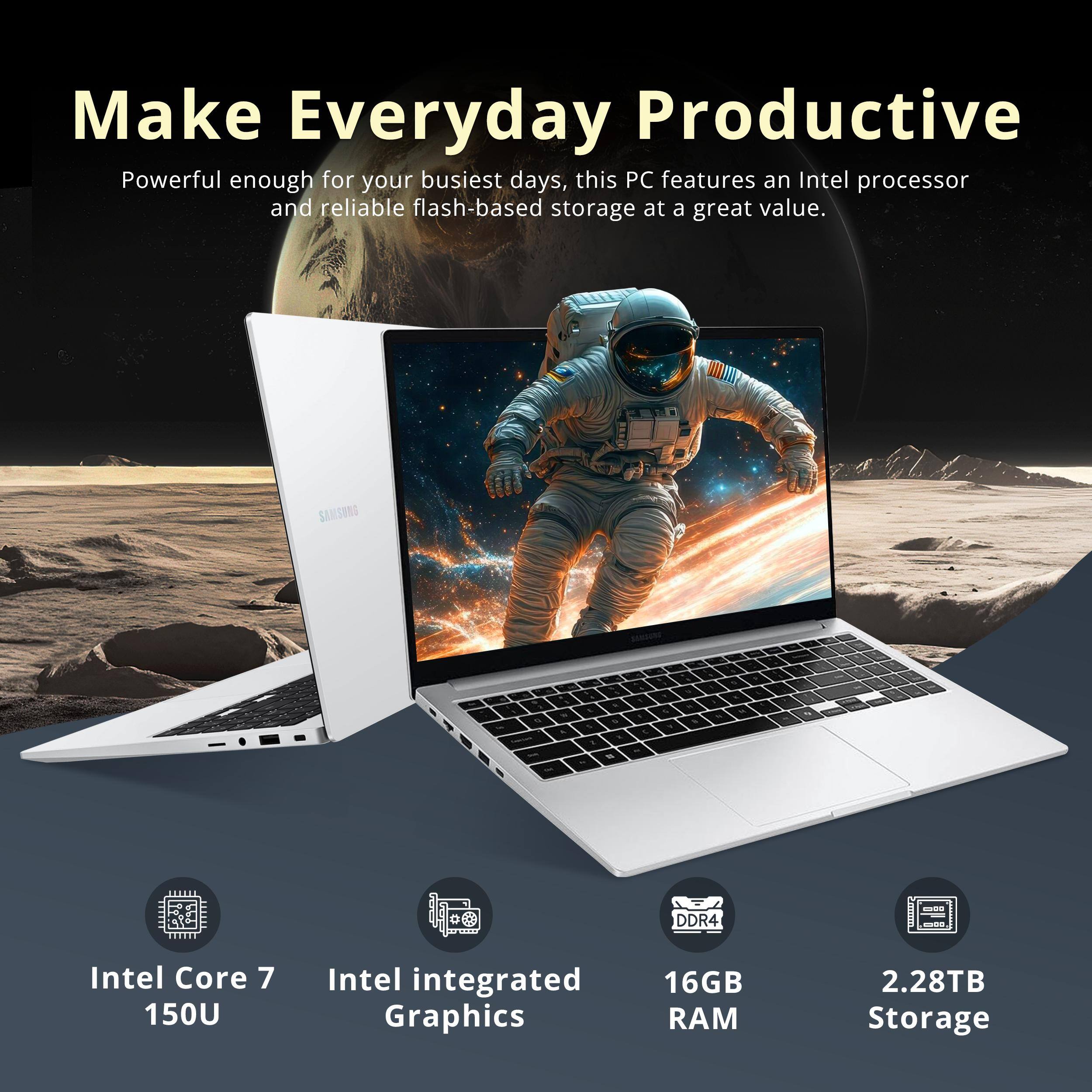 Make Everyday Productive

Powerful enough for your busiest days, this PC features an Intel processor and reliable flash-based storage at a great value.

- Intel Core 7 150U
- Intel integrated Graphics
- 16GB RAM
- 2.28TB Storage