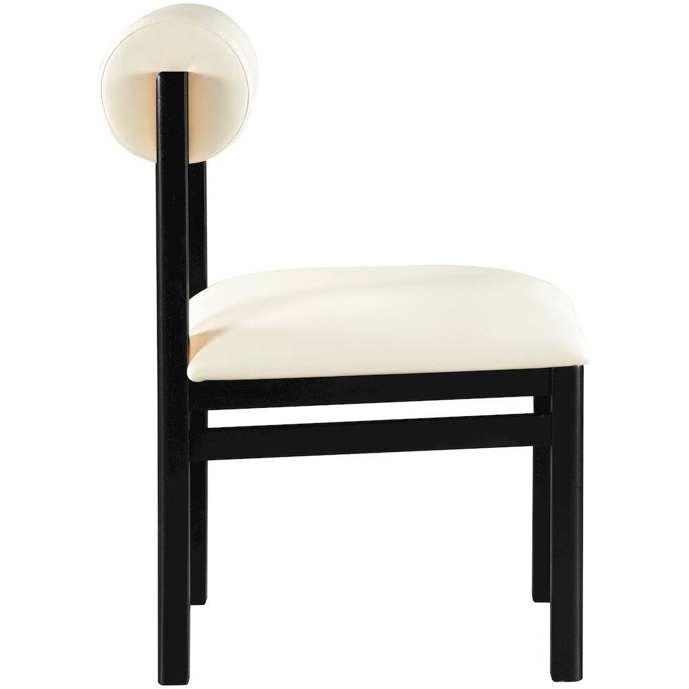 Alt View 3. Meridian Furniture - Roundhill Cream Vegan Leather Upholstered Dining Chair, Set of 2 - Cream.