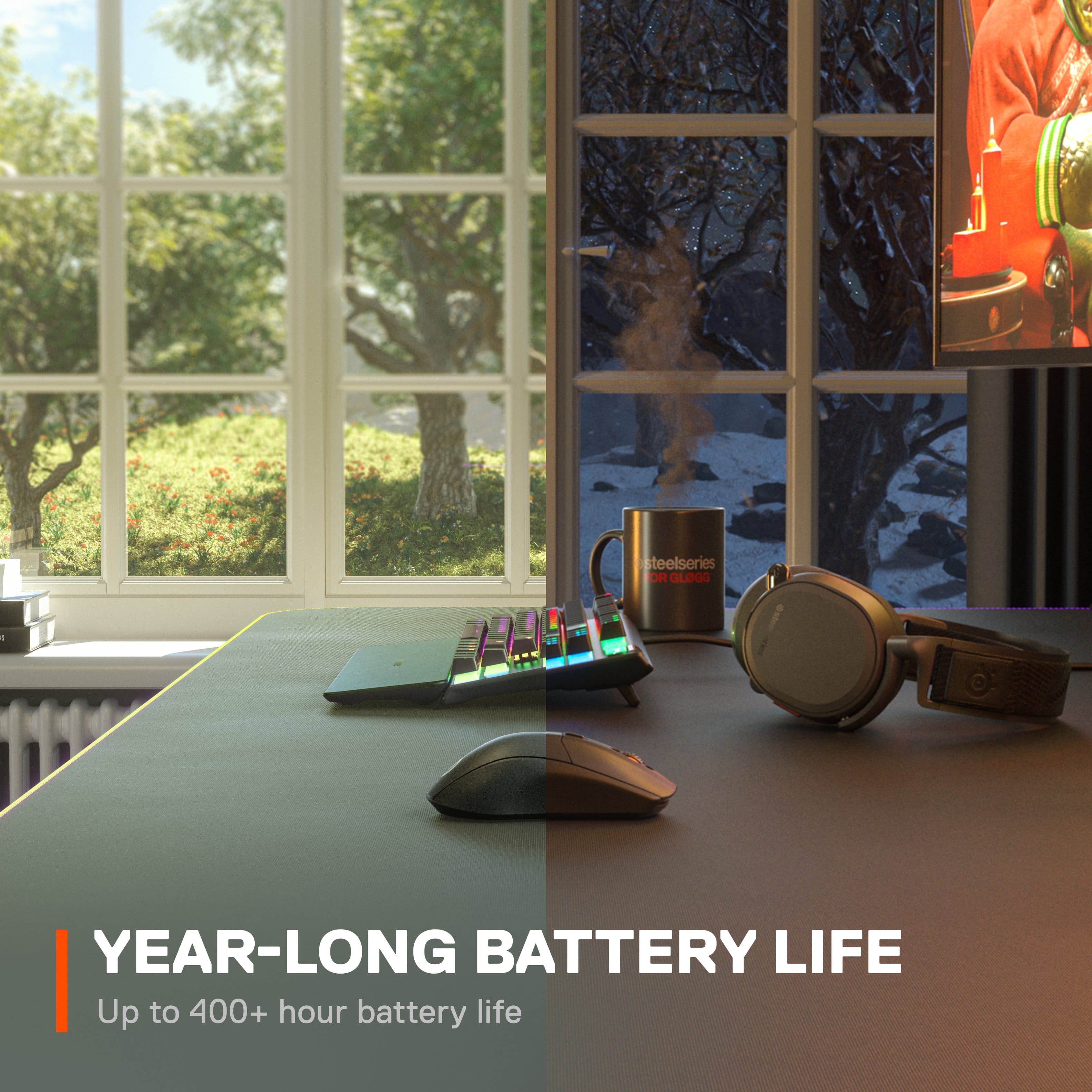 Year-long battery life up to 400+ hour battery life steelseries or glogs.