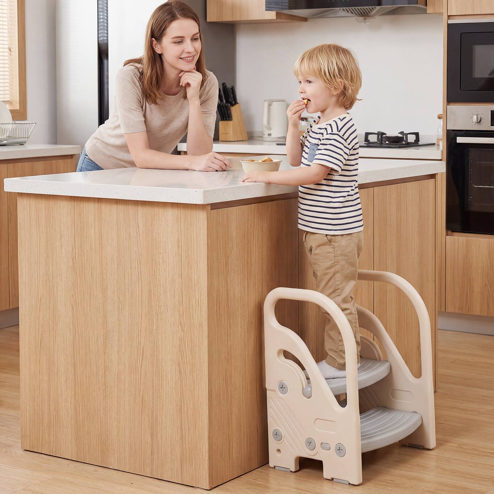Alt View 7. Gymax - Gymax Toddler Step Stool for Bathroom Sink Adjustable 2-Step Kids Helper Stool Grey - Grey.