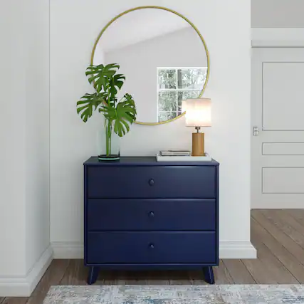 Front. Plank+Beam - Plank+Beam Classic 3-Drawer Dresser, Blue - Blue.