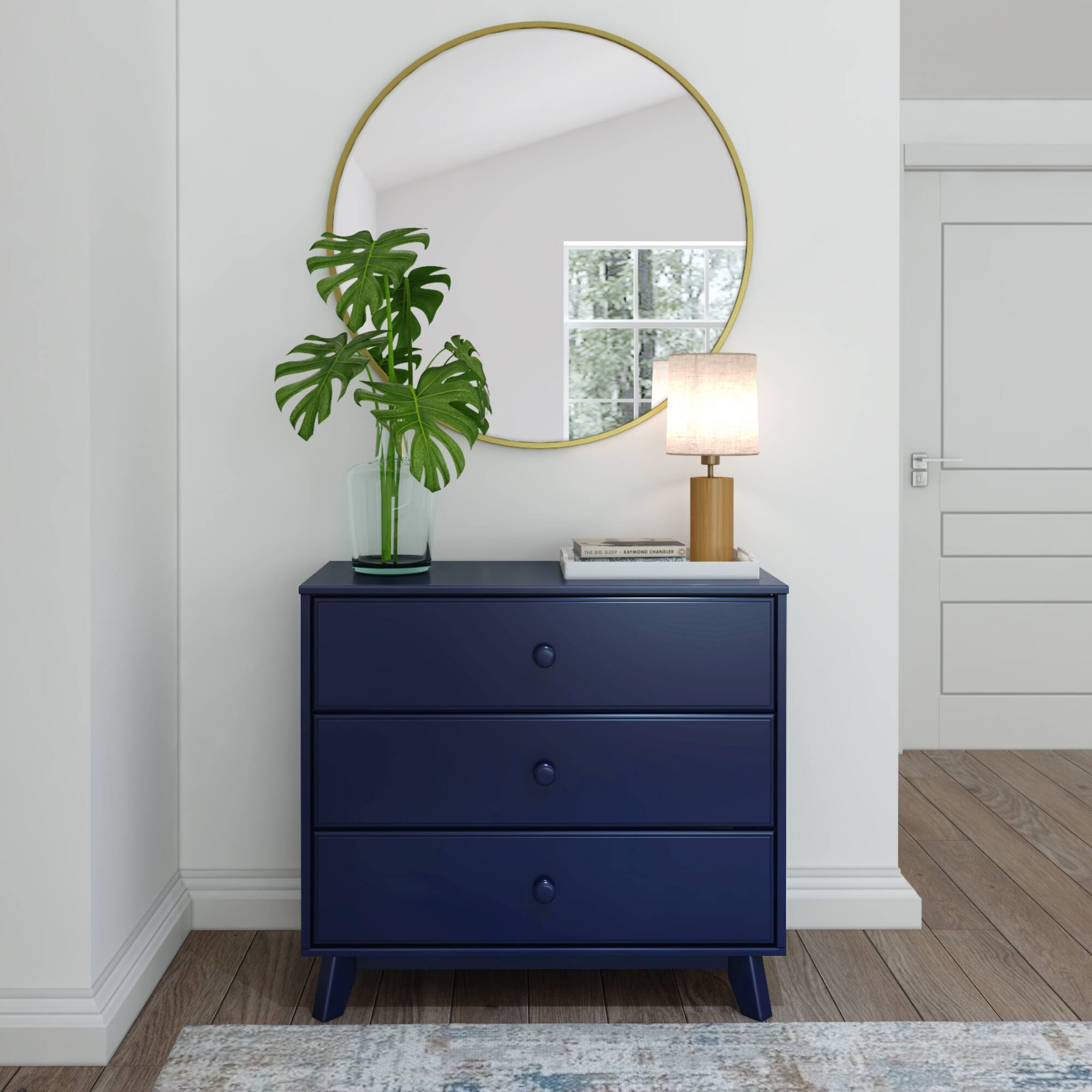Front. Plank+Beam - Plank+Beam Classic 3-Drawer Dresser, Blue - Blue.