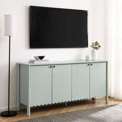 Front. Modway - Emmeline 66" 4-Door Scalloped Sideboard Cabinet by Modway - Sage.