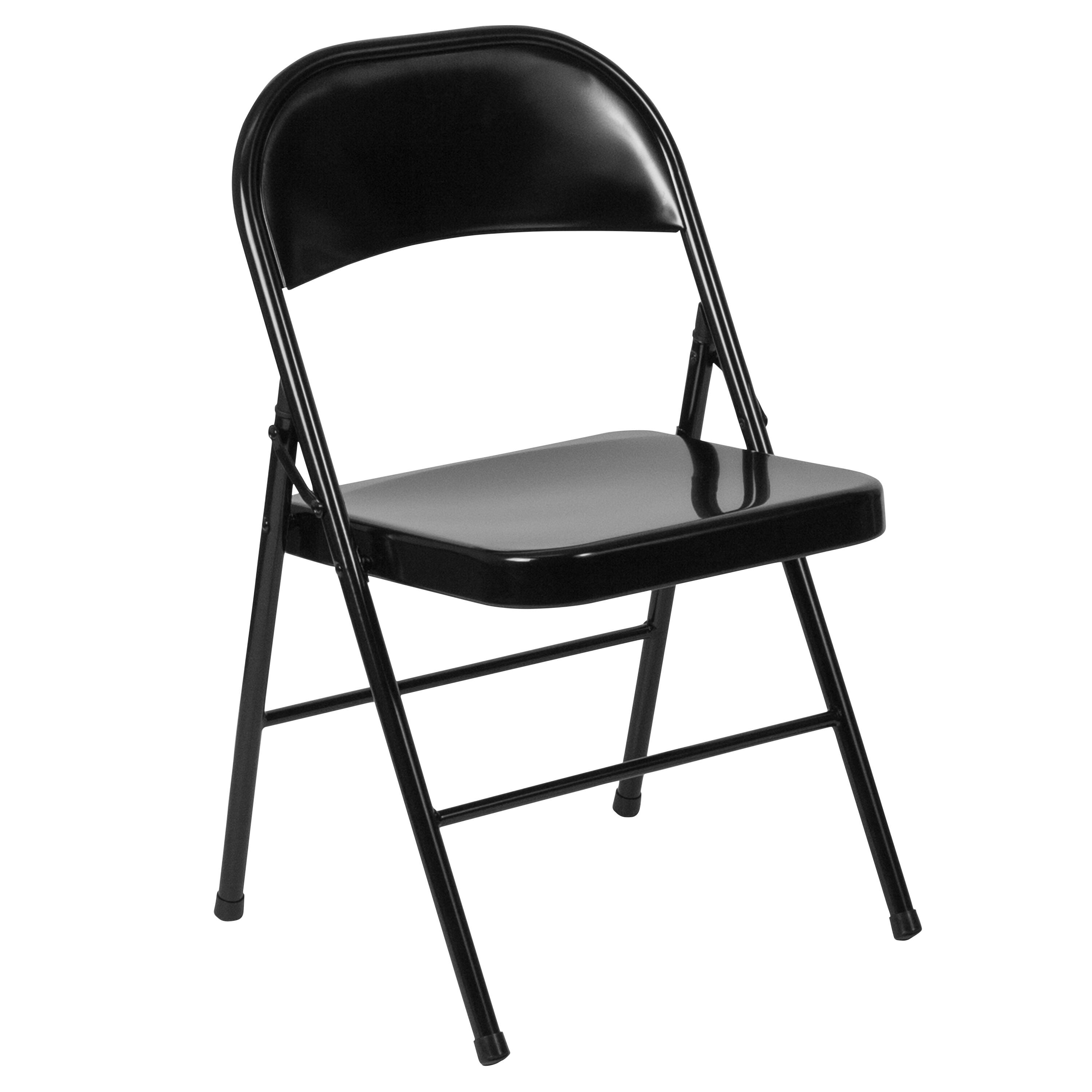 Alt View 7. Emma + Oliver - 4 Pack Double Braced Commercial Party Events Steel Metal Folding Chair - Black.