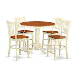 East West Furniture - 5 PC counter height Dining set-pub Table and 4 bar stools with backs - Buttermilk & Cherry