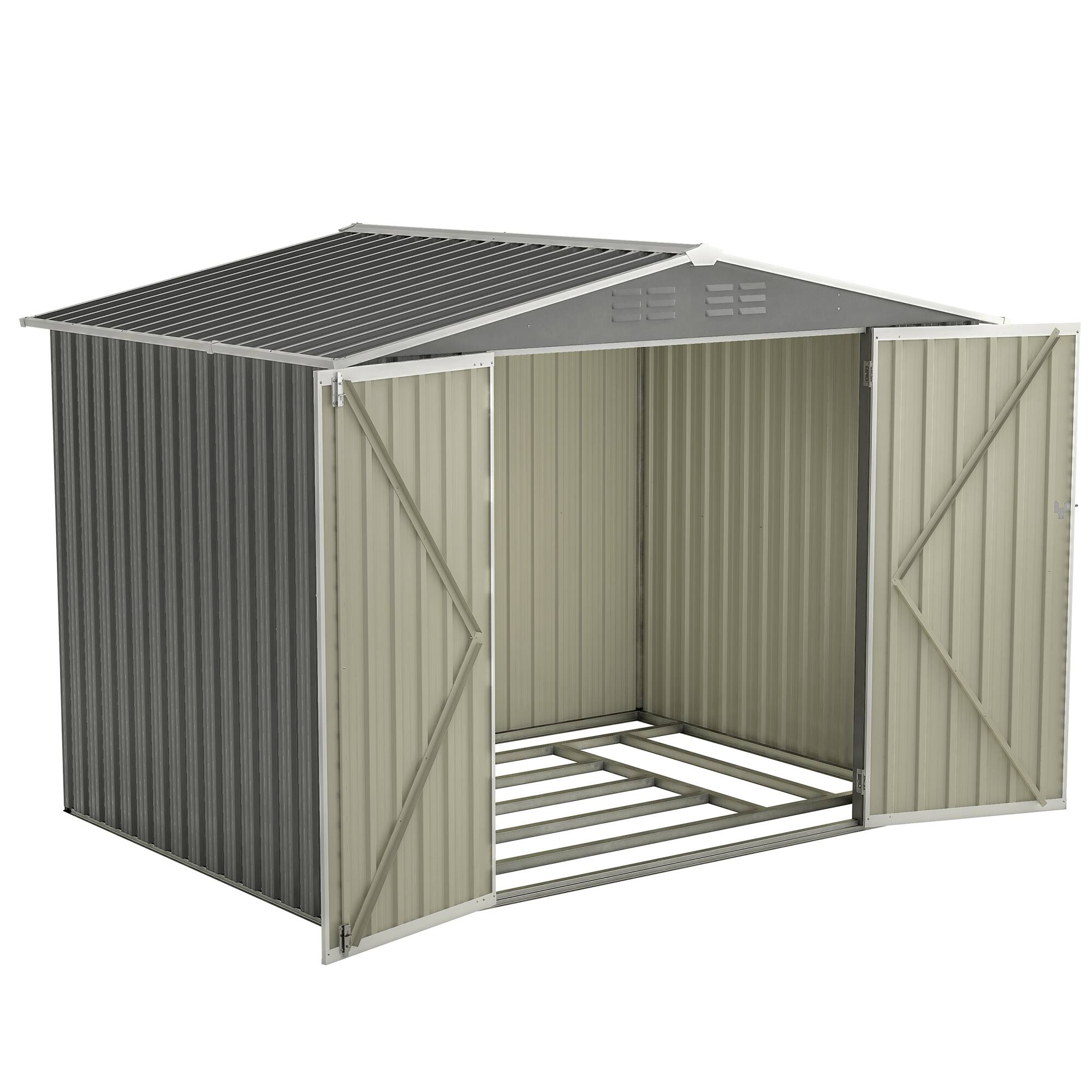 Alt View 9. Loheer - Loheer 8x6 Outdoor Metal Storage Shed Waterproof Garden Tool House with Floor Frame Lockable Doors.