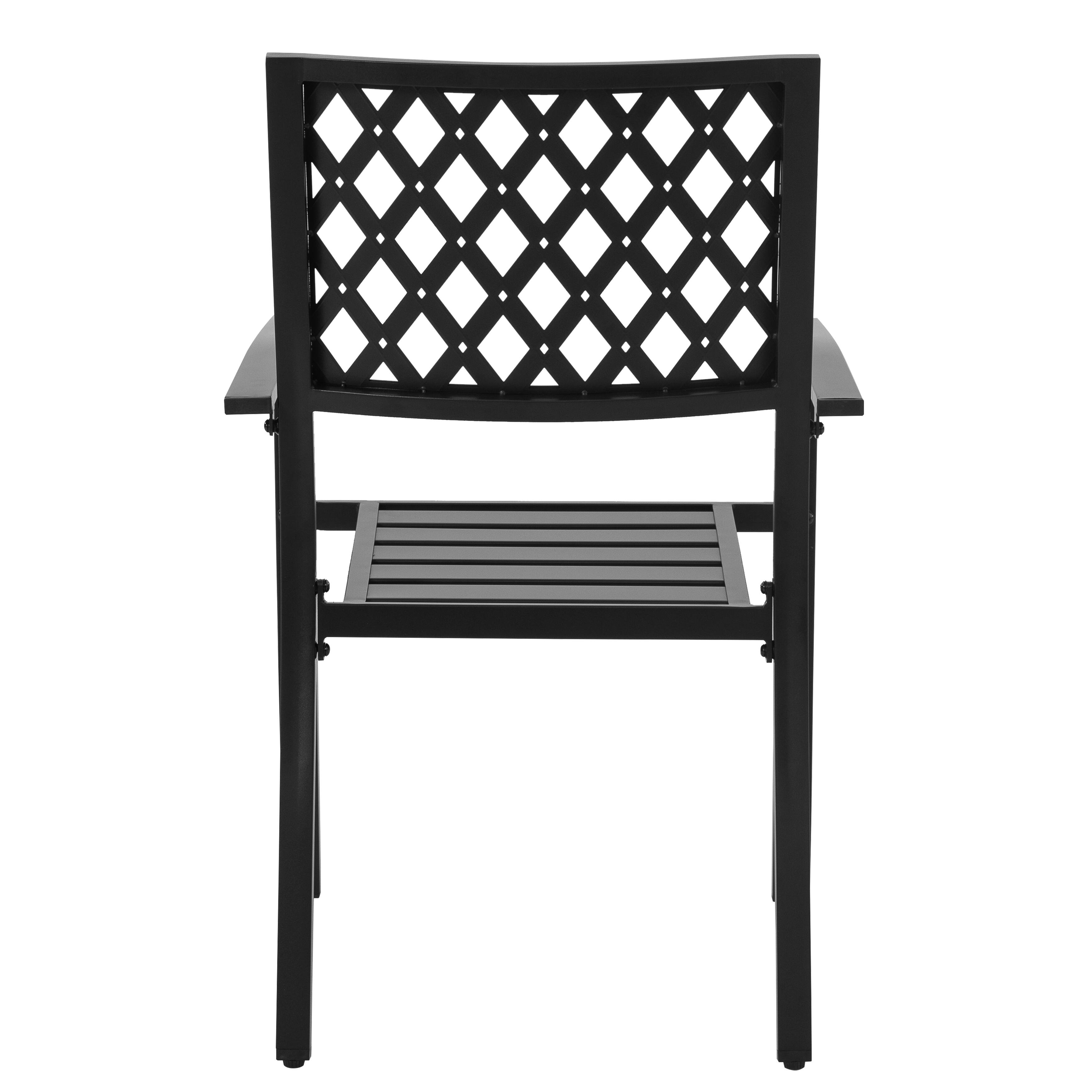 Alt View 7. Nuu Garden - Outdoor 2-Piece Patio Chair Set, Powder-coated Finish and Iron Frame - Black with Gold Speckles.