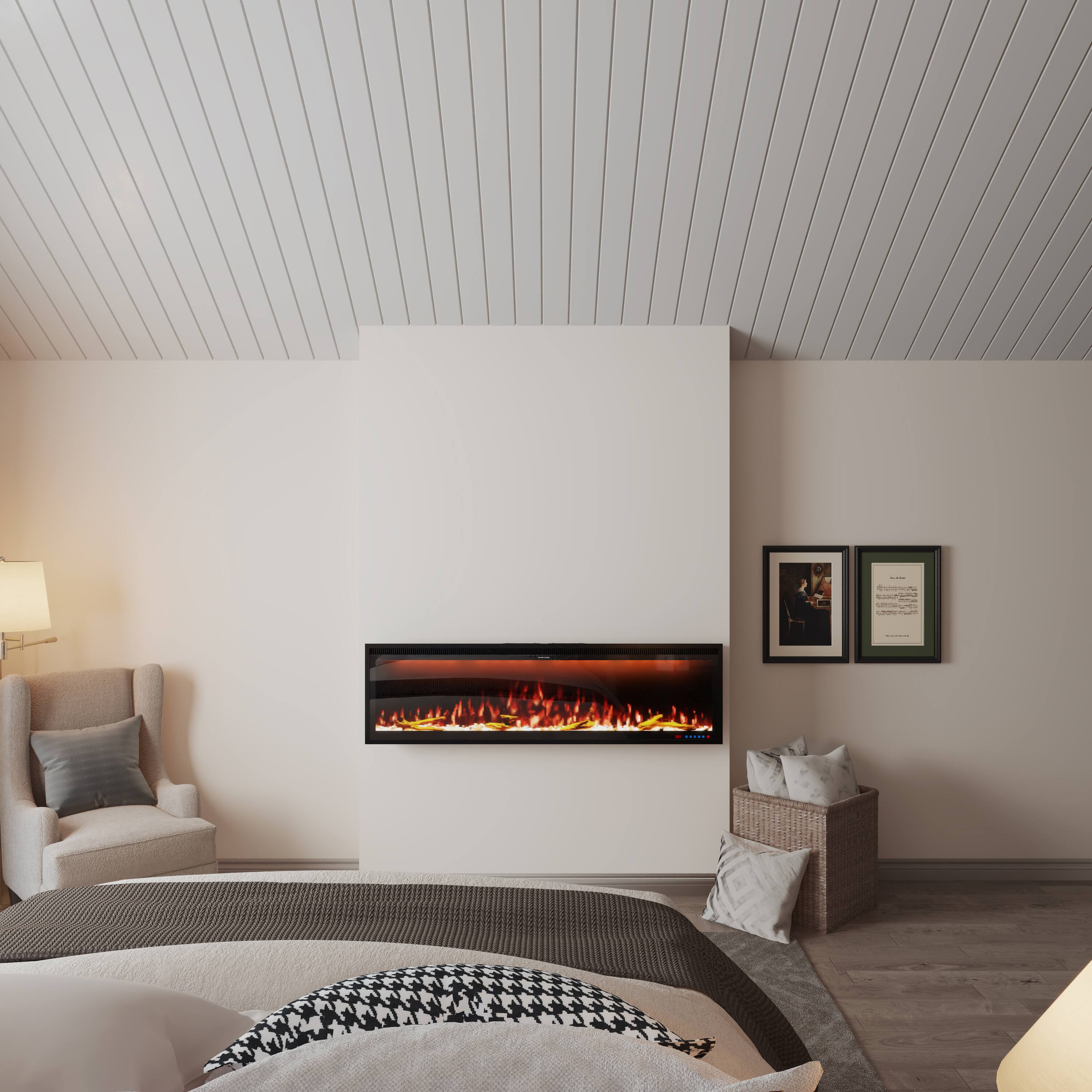 Alt View 6. Mondawe - 50" Wall Mounted/Recessed-in Electric Fireplace with Smart WIFI - Black.