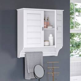 Hivvago - Wall Mounted Bathroom Medicine Cabinet with Louver Doors and Towel Bar - White