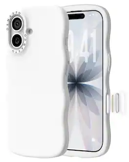 Ornarto - for iPhone 17 Case 6.3", Wavy Liquid Silicone Protection Case with Camera Control Button - White