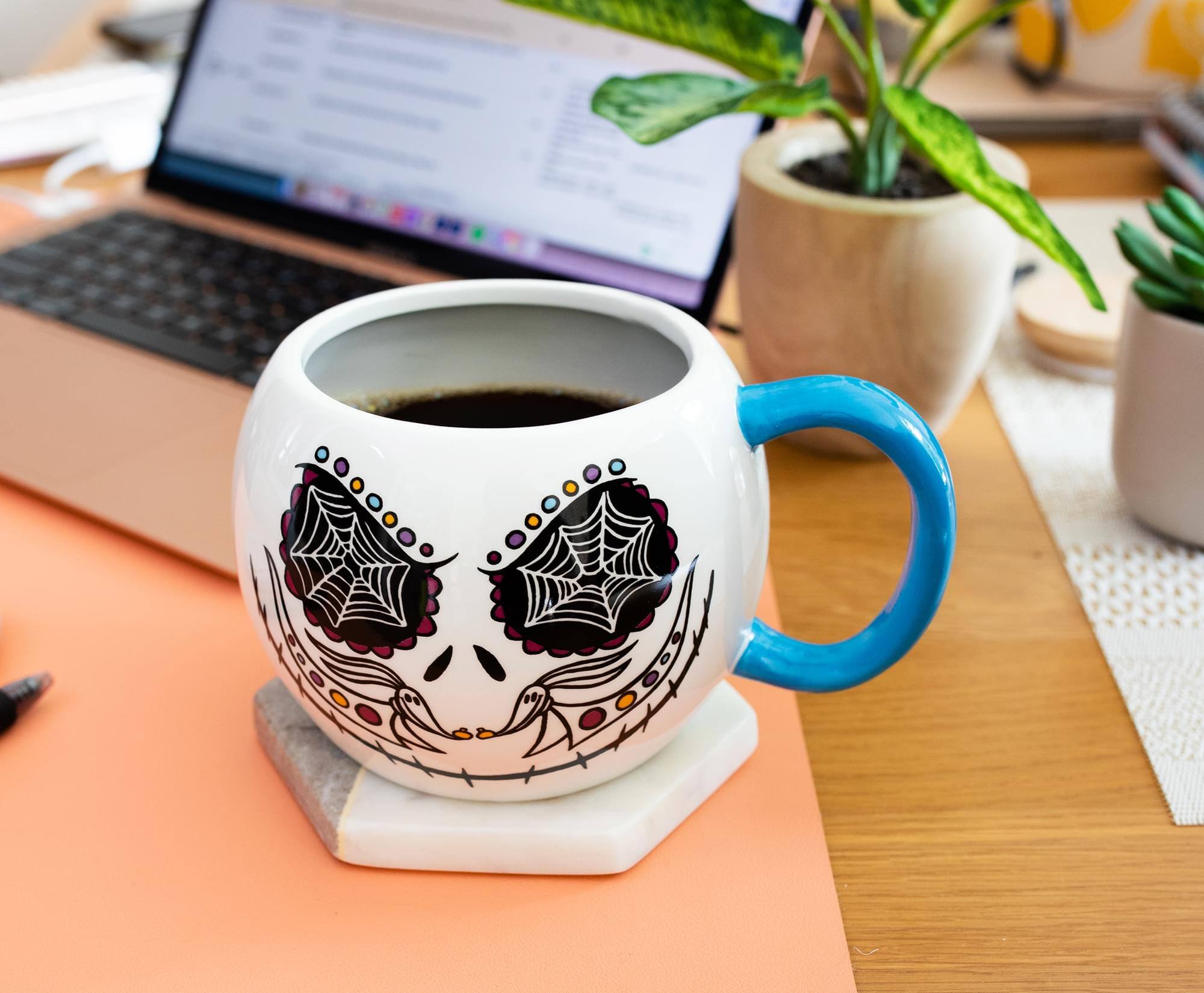 Alt View 3. Disney - Disney Nightmare Before Christmas Jack Skellington Day of the Dead Ceramic Mug - White.