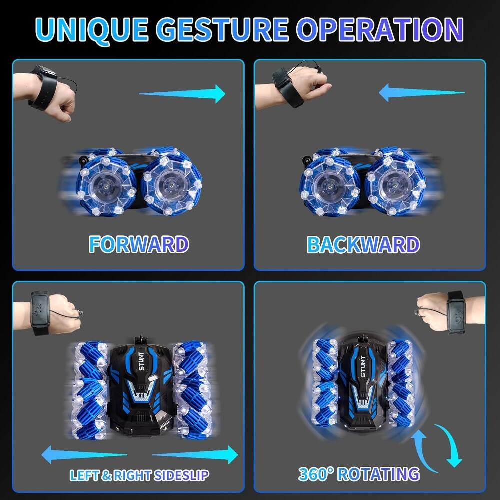 UNIQUE GESTURE OPERATION

- FORWARD
- BACKWARD
- LEFT & RIGHT SIDESLIP
- 360° ROTATING