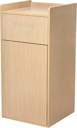 Alpine Industries - 40 Gallon Wood Food Tray Top Trash Can Receptacle Enclosure - Medium Oak