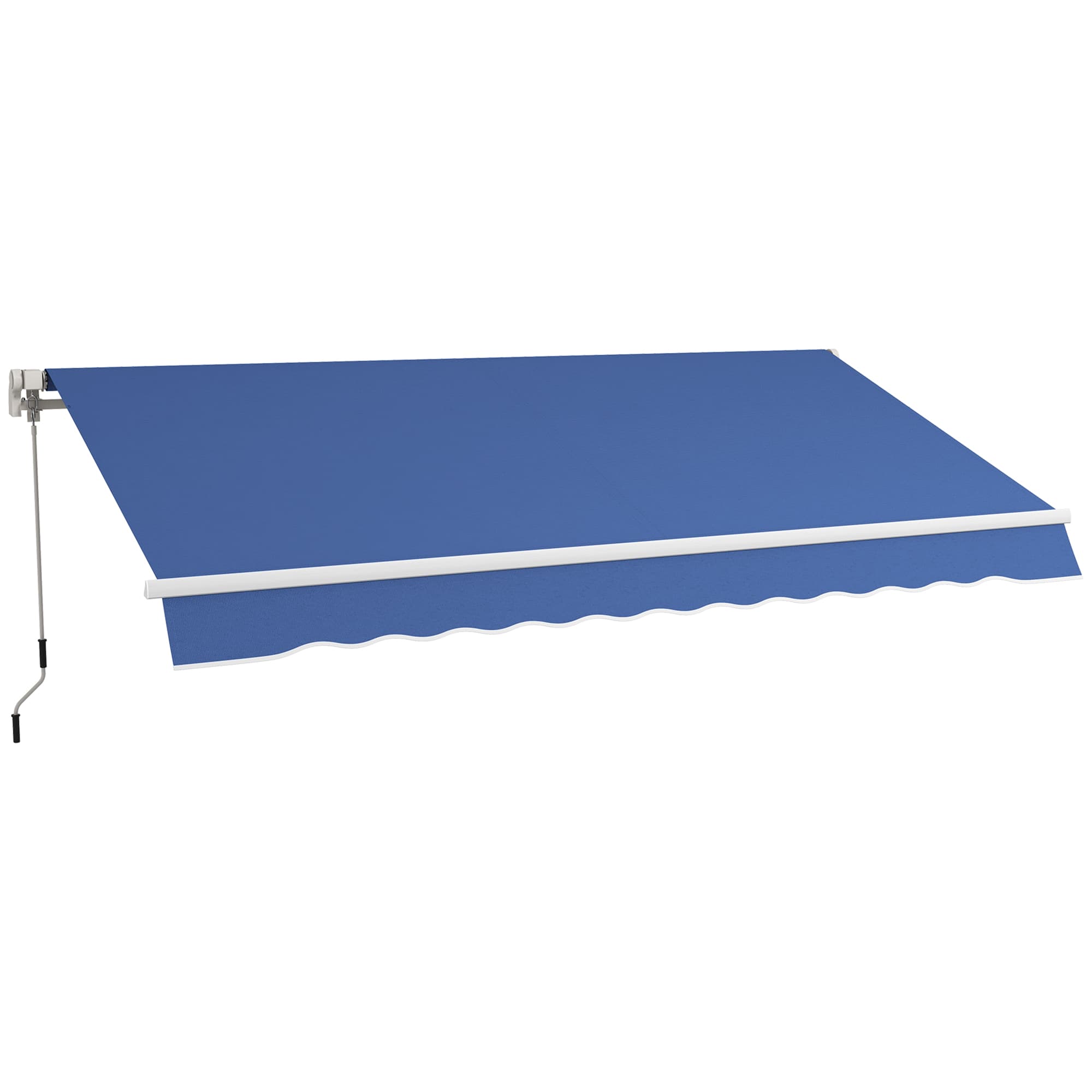Front. Outsunny - 12' x 10' Retractable Awning Patio Awnings Sun Shade Shelter with Manual Crank Handle, 280g/m² UV - Dark Blue.