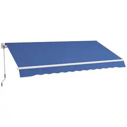 Front. Outsunny - x 10' Manual Retractable Awning Outdoor Sunshade Shelter with Adjustable & Versatile - Dark Blue.