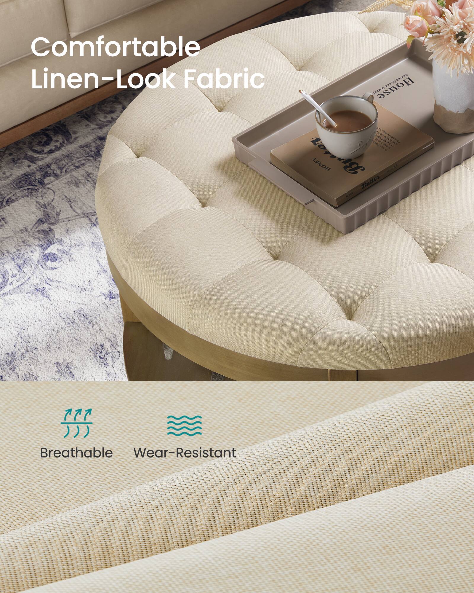 Comfortable Linen-Look Fabric

Breathable
Wear-Resistant