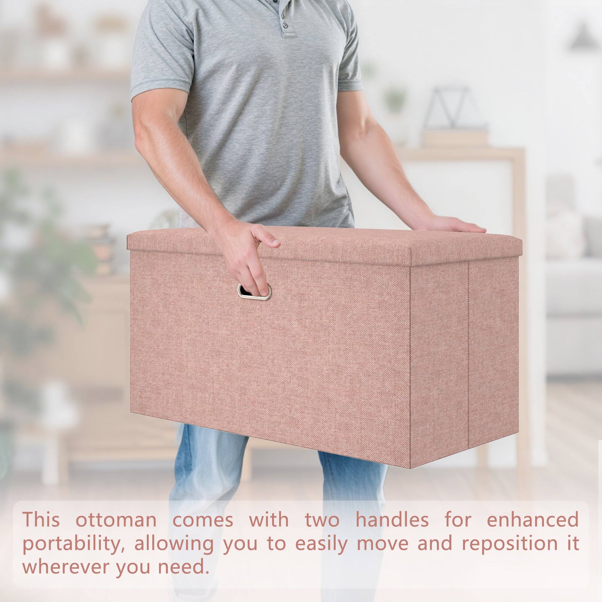 This ottoman comes with two handles for enhanced portability, allowing you to easily move and reposition it wherever you need.