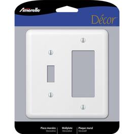 AMERELLE - Devon 2 gang Stamped Steel Decorator/Toggle Wall Plate 1 pk - White