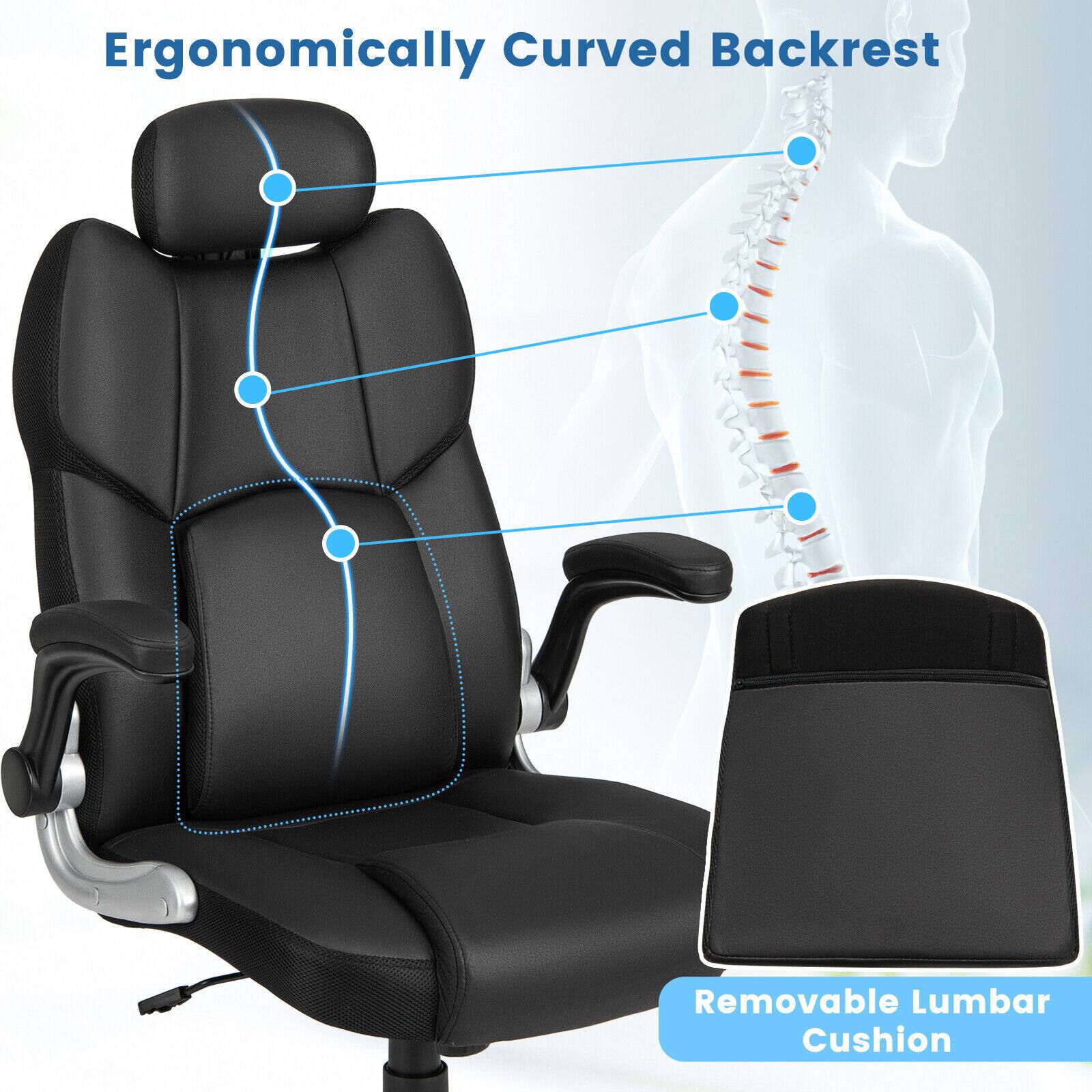 Ergonomically Curved Backrest Removable Lumbar Cushion