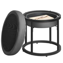 Songmics Home - Ottoman Footstool, Round Ottoman, Vanity Chair Stool, Footrest, Reversible Top, Side Table, Max. Load 660 lb - Dove Gray
