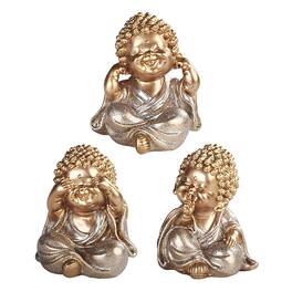 FC Design - 3-PC Shakyamuni Buddha Hear-No, See-No, Speak-No Evil 3.5"H Figurine Set Office Desk Tabletop Home Decor Gift - Multi-Color