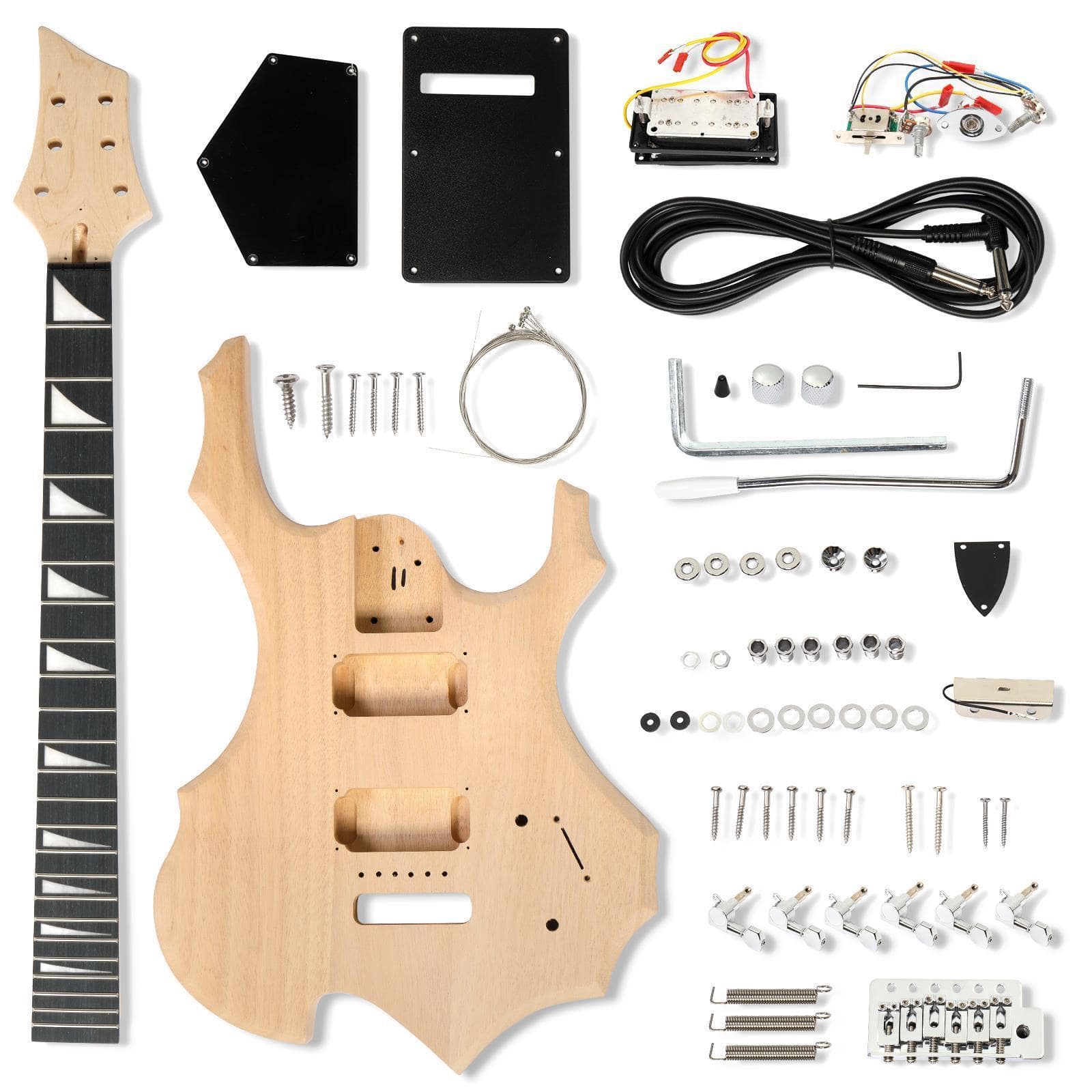 Winado - DIY 6 String Electric Guitar Kits Flame Shaped with Mahogany Body, Maple Neck