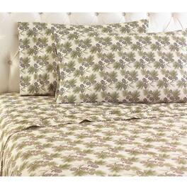 Shavel Home Products - Shavel Micro Flannel Printed Sheet Set - Full Flat/Fitted Sheet 86x100/75x54x16" 2-Piece Pillowcase - 21x32" - Pinecones