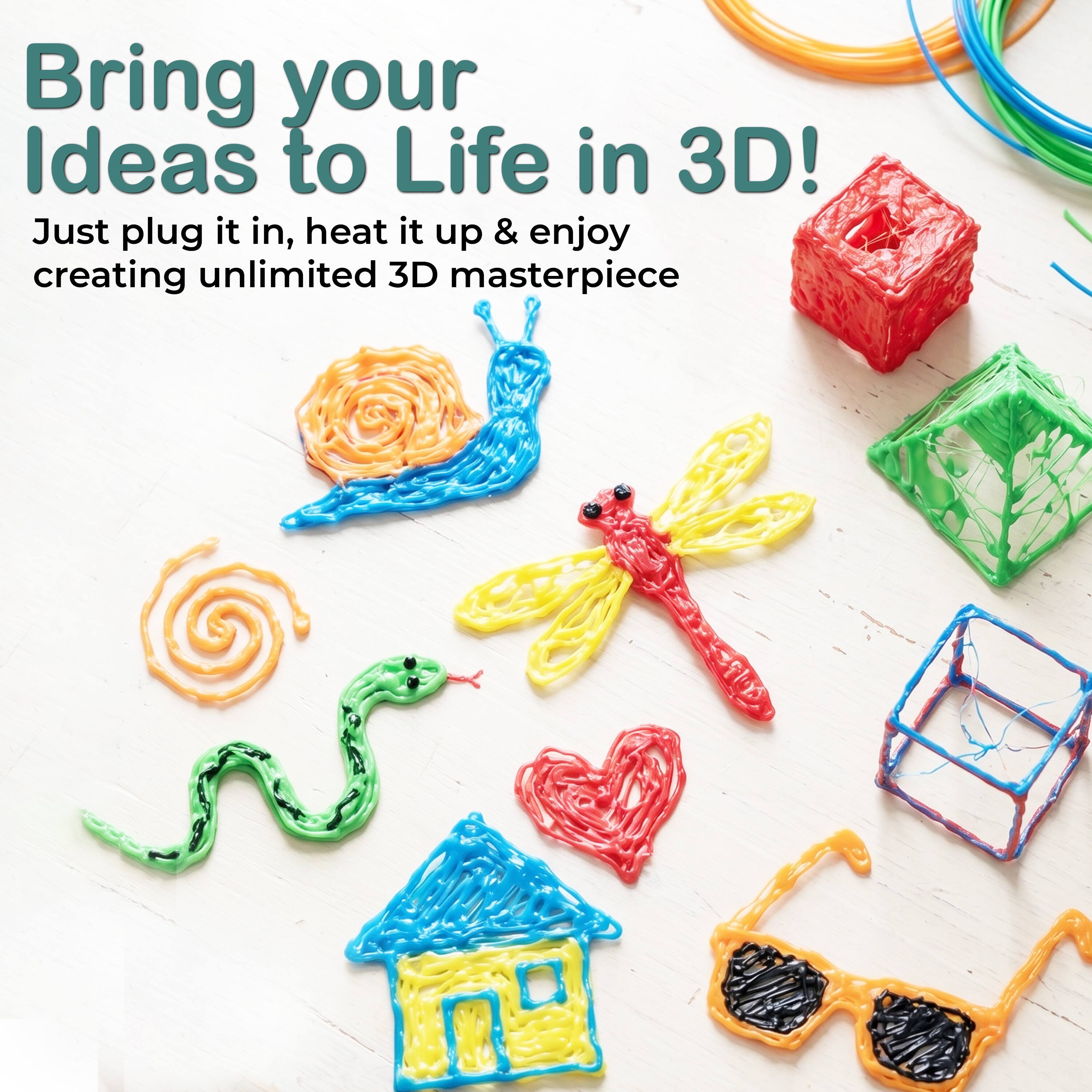 Bring your Ideas to Life in 3D!  
Just plug it in, heat it up & enjoy creating unlimited 3D masterpiece