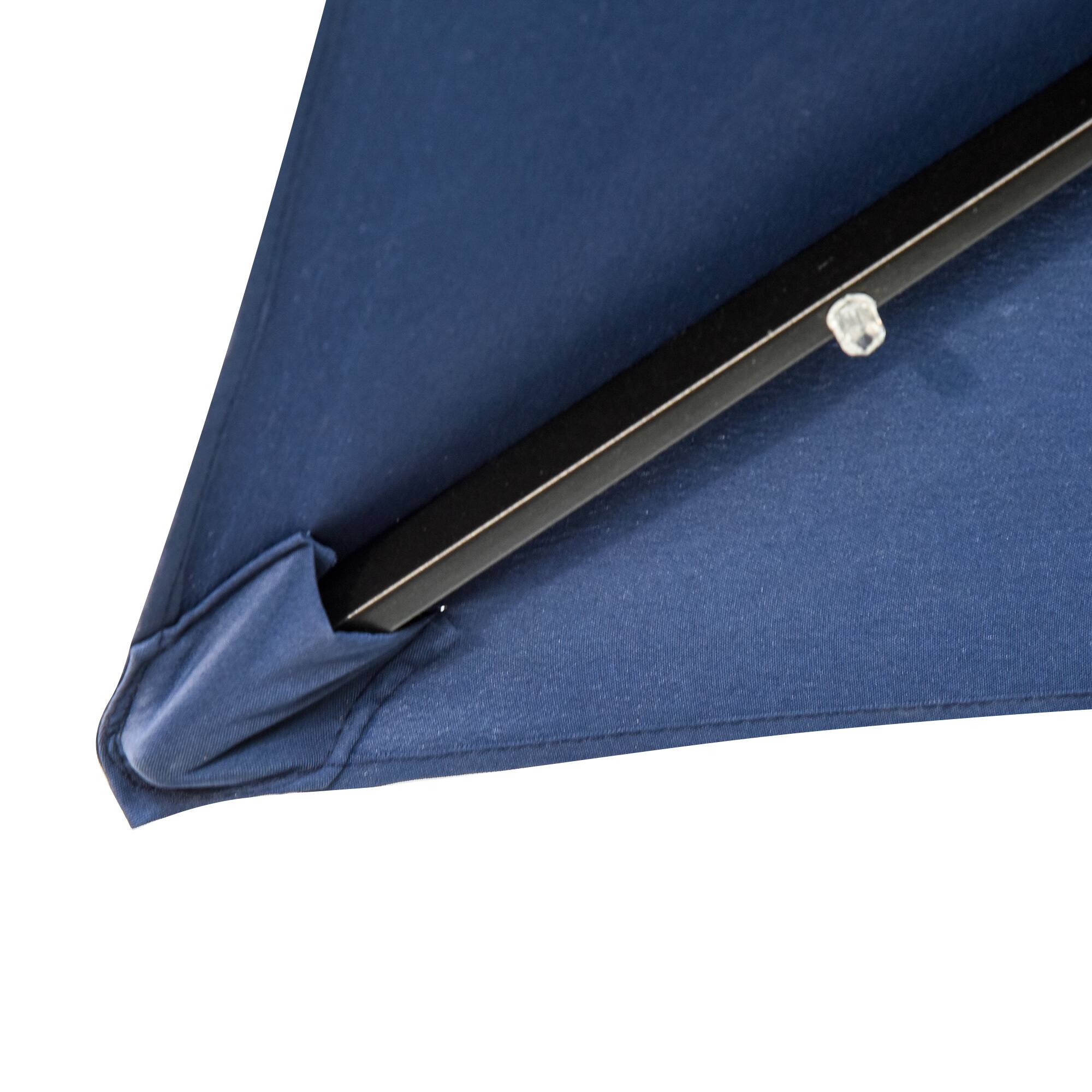 Alt View 8. Outsunny - 9' x 7' Solar Umbrella, LED Lighted Patio Umbrella for Table or Base with Tilt & Crank, Outdoor Umbrella for Garden - Dark Blue.