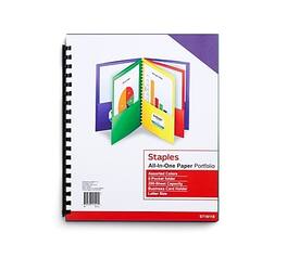 Staples - 10% Recycled Matte Other Pocket Quantities Cardstock Portfolio Folder, Red, Green, Yellow, Purple - Red/Green/Yellow/Purple