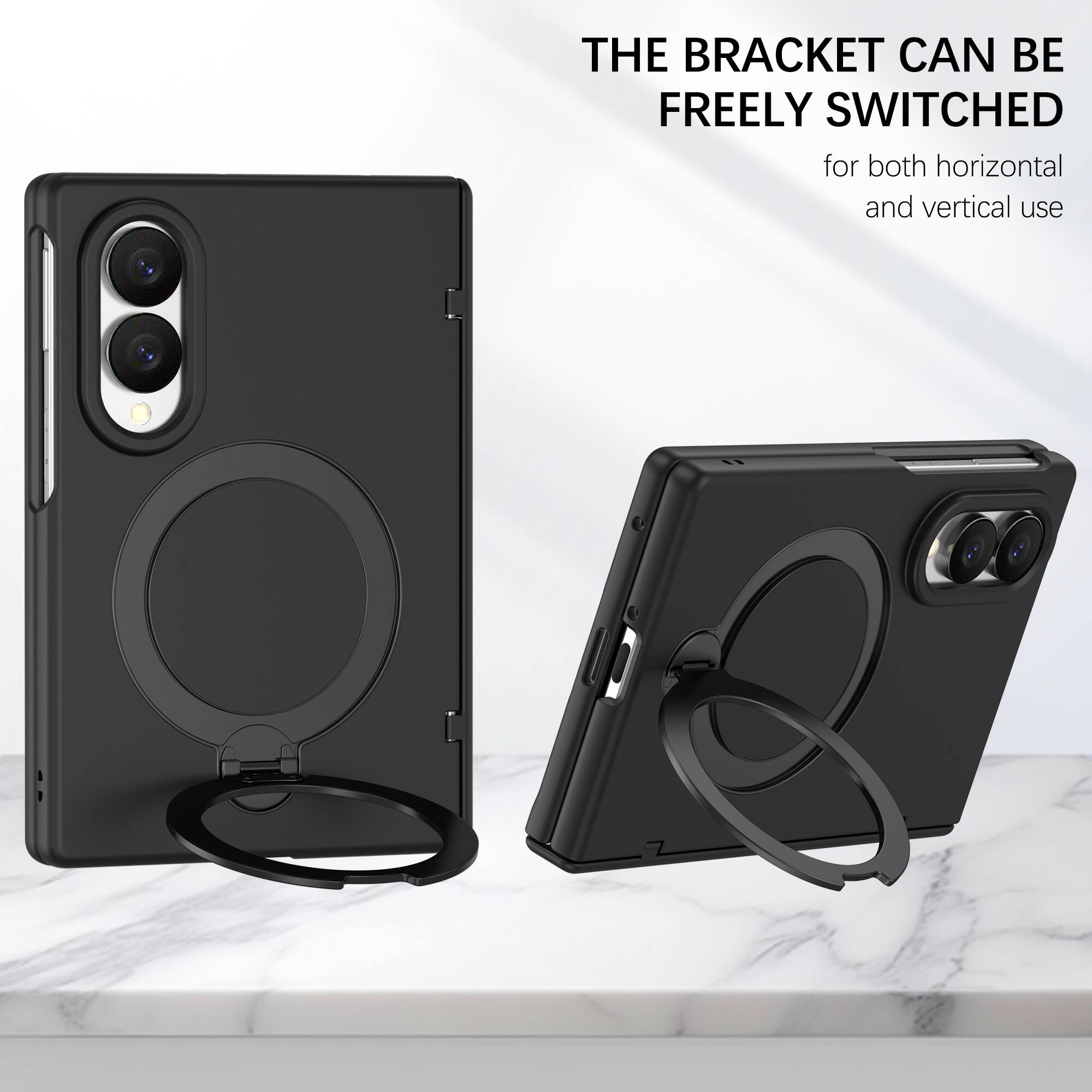 THE BRACKET CAN BE FREELY SWITCHED for both horizontal and vertical use