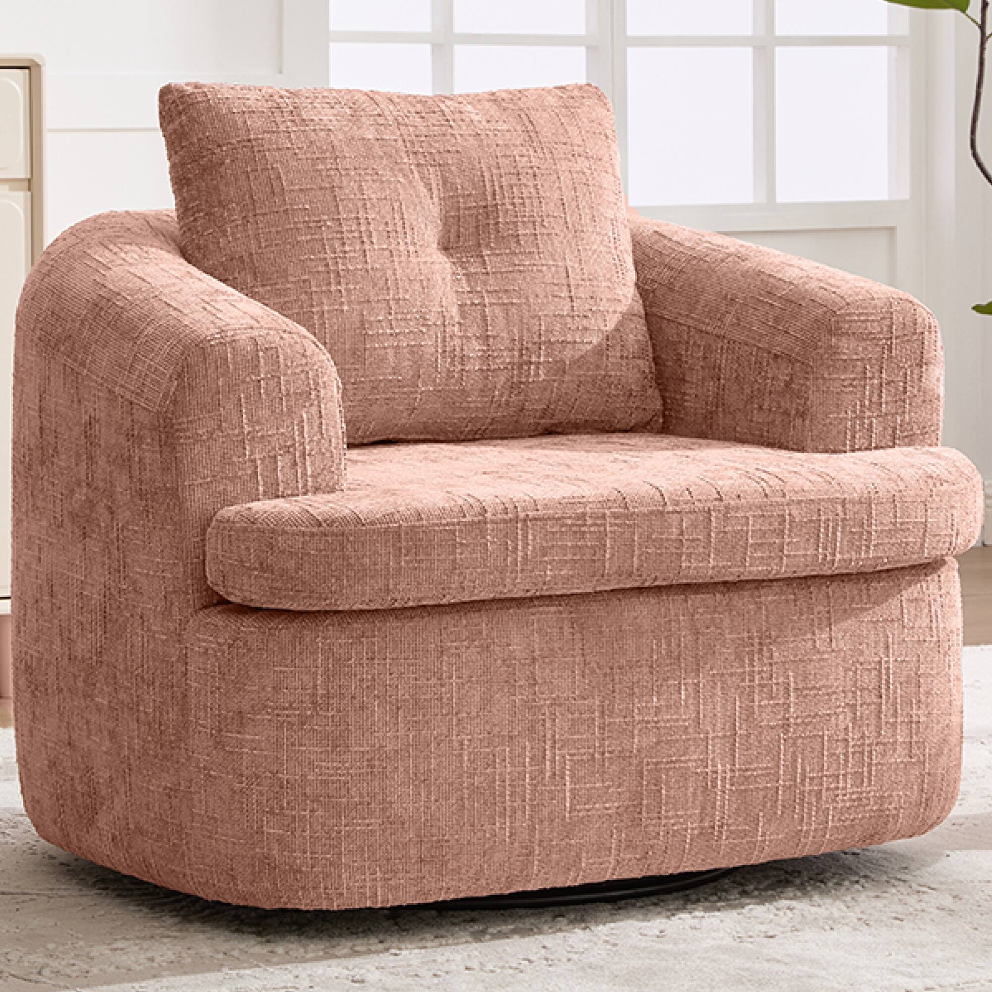 Alt View 1. GOODSILO - Modern 360-Degree Swivel Accent Barrel Chair with Dual-Layer Cushion Design for Living Room and Office - Pink.