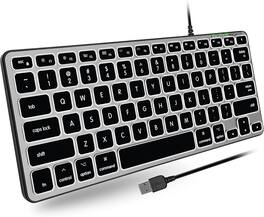 Macally - Backlit Wired Keyboard for Mac | Compatible Apple Keyboard (Small and Compact) - Space Grey - Space Gray
